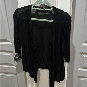 Cupio Black Camisole 3/4 sleeve Lightweight Textured Design